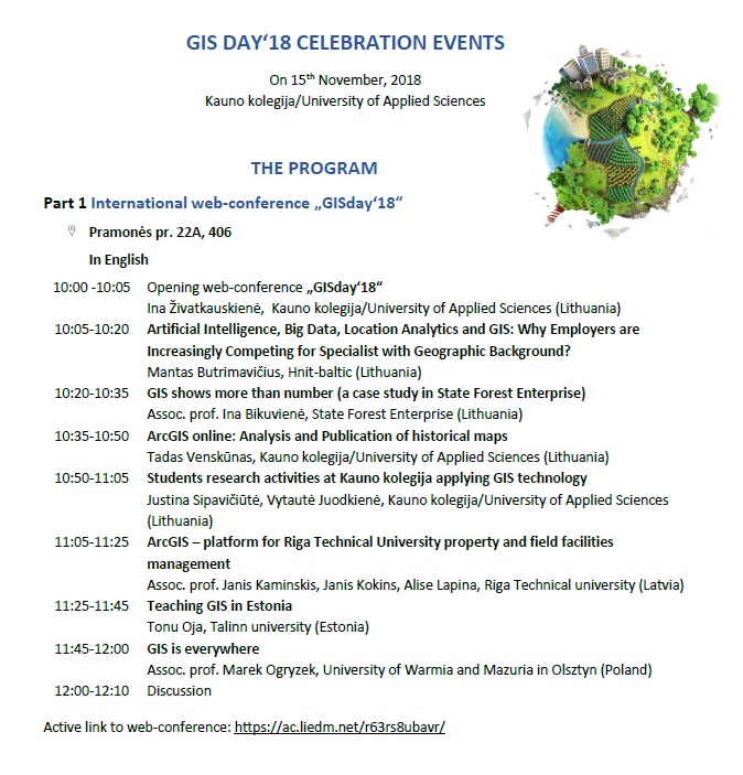 GIS DAY'18 Celebration Events, 15 listopada 2018 r. Uniwersytet Warmińsko-Mazurski