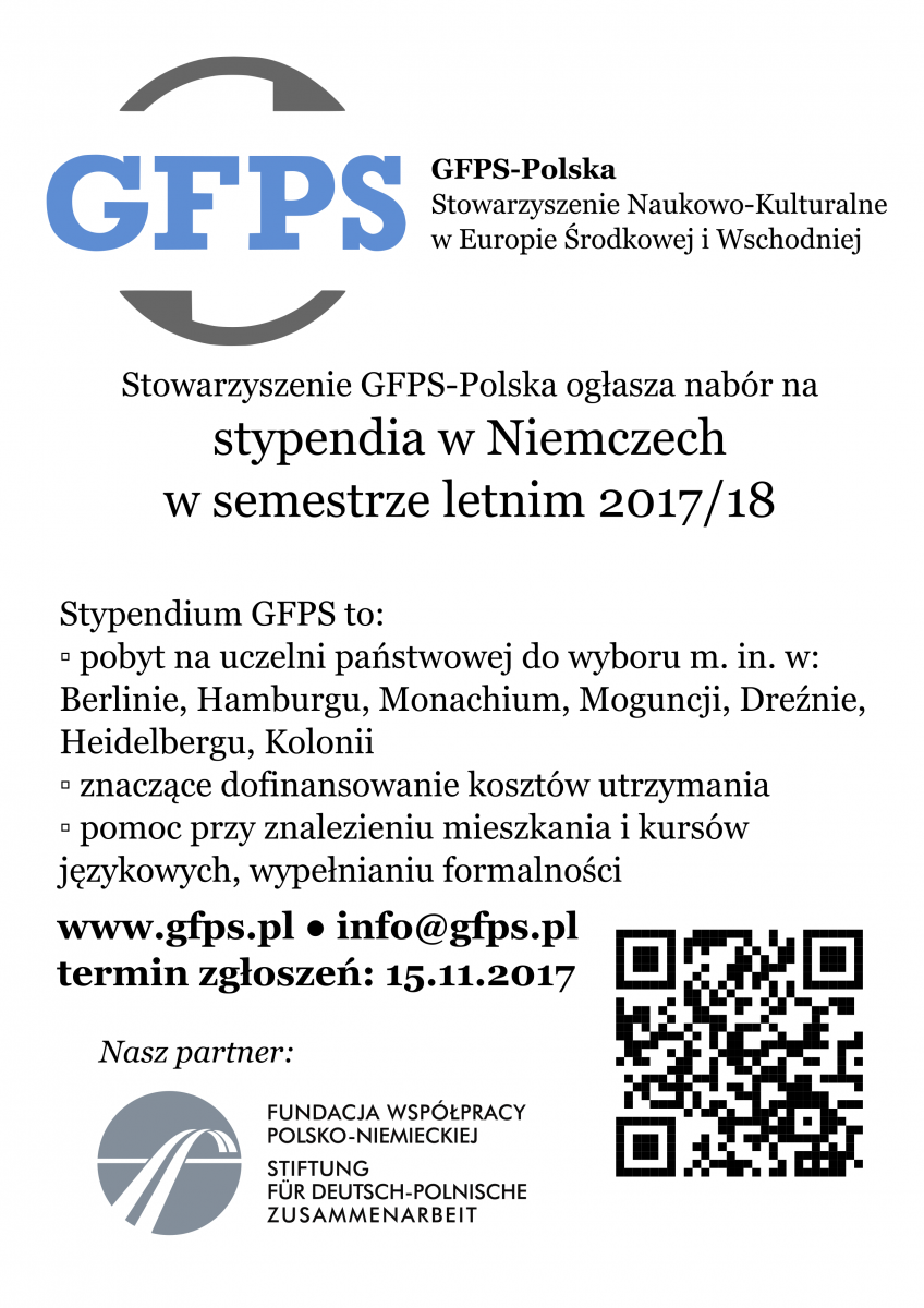 GFPS -POLSKA stypendia w Niemczech w semestrze letnim 2017/18
