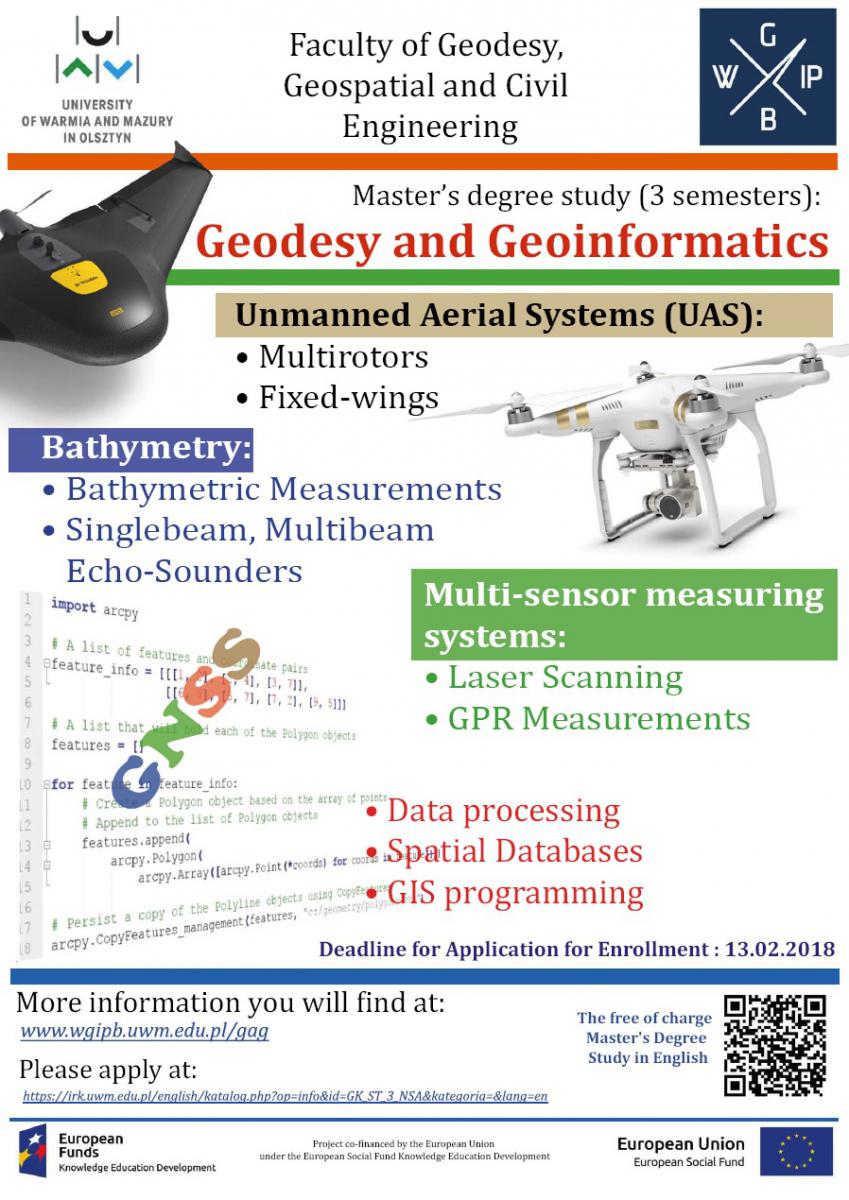 OFERTA Geodesy and Geoinformatics studia magisterskie (3 semestry) w zakresie Geodezja i Geoinformatyka 