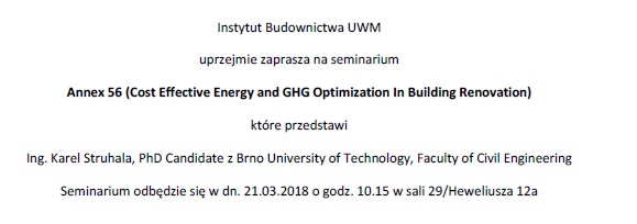 Seminarium 21.03.2018r. Annex 56 (Cost Effestive Energy and GHG Optimization In Building Renovation)